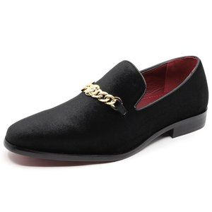 Black Men's Velvet Designer Classic Smoking Dress Tuxedo Loafers Slip On Shoes